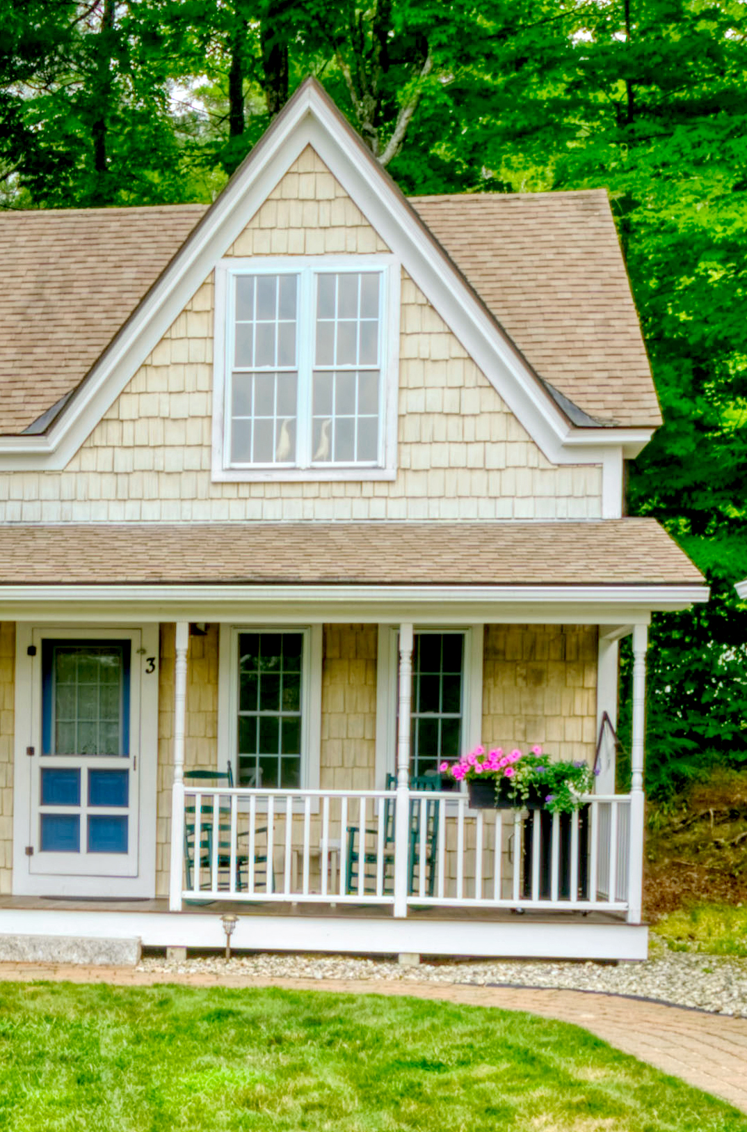 cottage 3 exterior with flowers